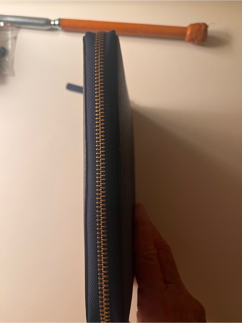 kate spade Navy Leather Zip-Around Card Holder with Gold Hardware - Picture 11 of 13